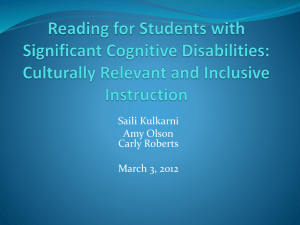 Reading for Students with Significant Cognitive Disabilities