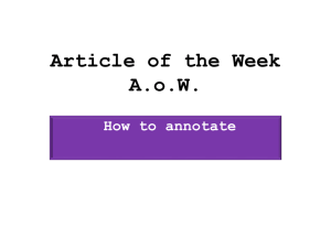 Turning in your article of the Week (AoW)