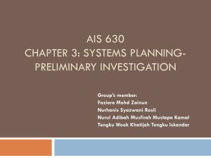 AIS 630 chapter 3: systems planning- preliminary