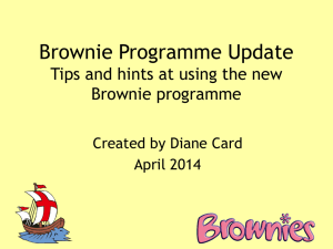 Tips and hints at using the new brownie programme