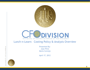 Costing Policy & Analysts – April 17, 2012