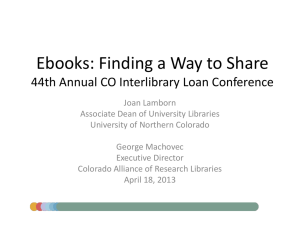 Ebooks and Prospector 43 Annual CO Interlibrary Loan