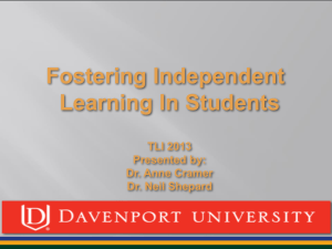 Fostering Independent Learning PPT