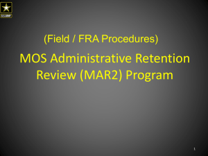 MOS Administrative Retention Review (MAR2) Program