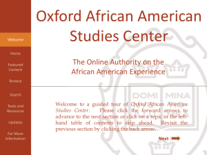 Recent Updates - Oxford African American Studies Center