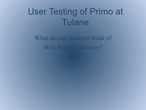 User Testing of Primo at Tulane University
