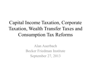 Capital Income Taxation, Corporate Taxation, Wealth Transfer Taxes
