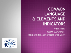 Elements and Indicators and Common Language