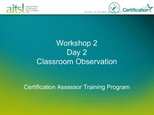ATP - Workshop 2 - Classroom observation PowerPoint