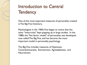 Teaching Central Tendency with Big Five Personality Traits