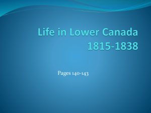 Life in Lower Canada 1815-1838