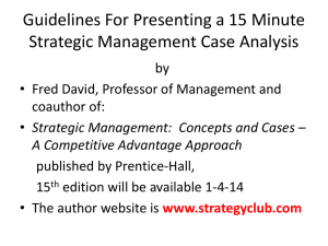 Guidelines For Presenting a 15 Minute Strategic