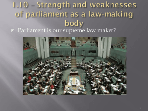 1.10 * Strength and weaknesses of parliament as a law