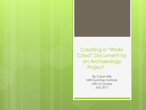 Creating a Works Cited Document for an Archaeological Project