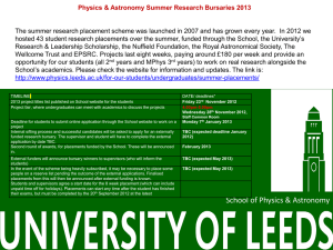 Physics & Astronomy Summer Research Bursaries 2013