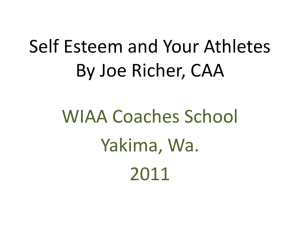 Self Esteem and Your Athletes By Joe Richer, CAA