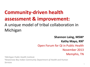 Community-Driven Health Assessment and Improvement