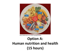 Option A: Human nutrition and health (15 hours)