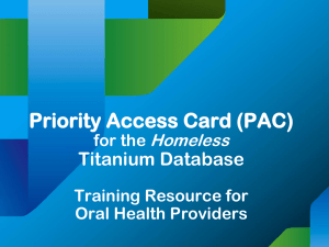 Oral Health Services Titanium Database Training
