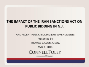 the impact of the iran sanctions act on public bidding in nj