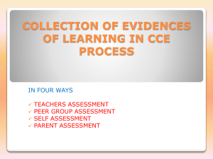 COLLECTION OF EVIDENCES OF LEARNING IN CCE PROCESS