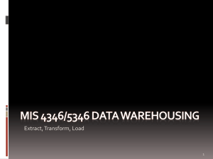Populating the Data Warehouse (ETL)