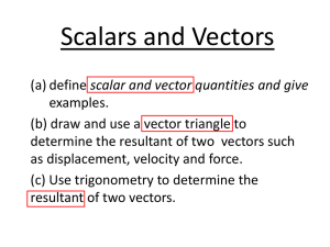 Scalars and Vectors - the Redhill Academy