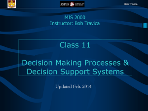 Decision Making Processes and Decision Support Systems (DSS)