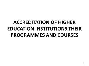 registration of higher education institutions and accreditation of their