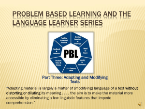 Problem Based Learning and the Language Learner 5 Part Series