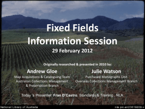 What are the Fixed Fields? - National Library of Australia