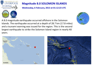 Magnitude 8.0 SOLOMON ISLANDS Wednesday, 6 February, 2013
