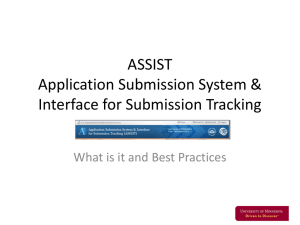 ASSIST Application Submission System & Interface for Submission