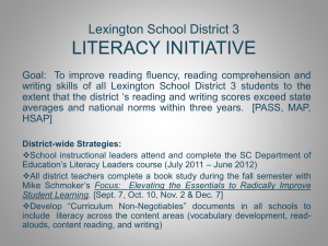 Lexington School District 3 LITERACY INITIATIVE