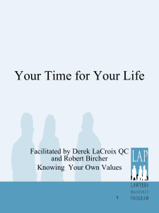 Your Time for Your Life, Knowing Your Values