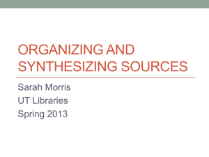 Organizing and Synthesizing Sources