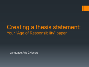Creating a thesis statement: Your research paper