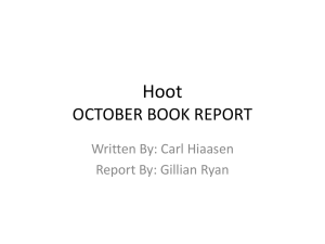 Hoot OCTOBER BOOK REPORT