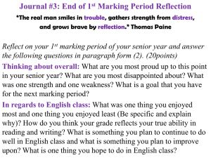 Journal #3: End of 1st Marking Period Reflection