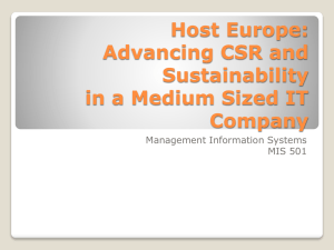 Host Europe: Advancing CSR and Sustainability in a Medium Sized