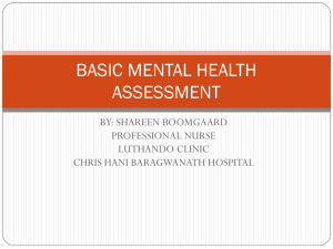 Basic Mental Health Assessment - luthando neuropsychiatric hiv clinic