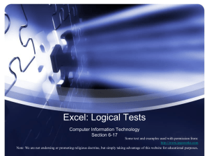 Excel: Logical Tests