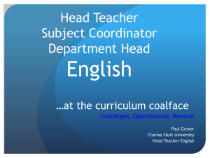Being a Head Teacher/Co-ordinator - English Teachers Association