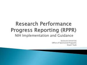 Research Performance Progress Reporting