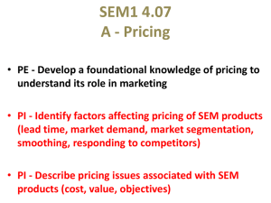 Develop a foundational knowledge of PRICING to understand its