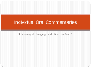 Individual Oral Commentaries