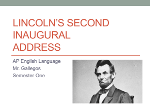 Lincoln`s Second Inaugural Address