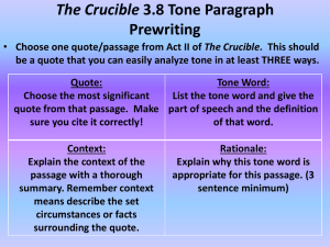 The Crucible 3.8 Tone Paragraph