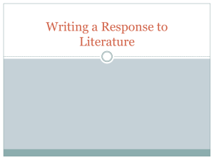 Writing a Response to Literature