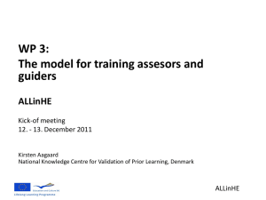 WP 3: The model for training assesors and guiders